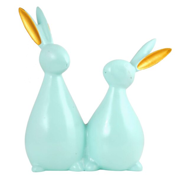 Rabbit Cute Pair Statue for Home Decor Showpiece | Kids Room Decorative Showpiece (Light Green) - Image 2