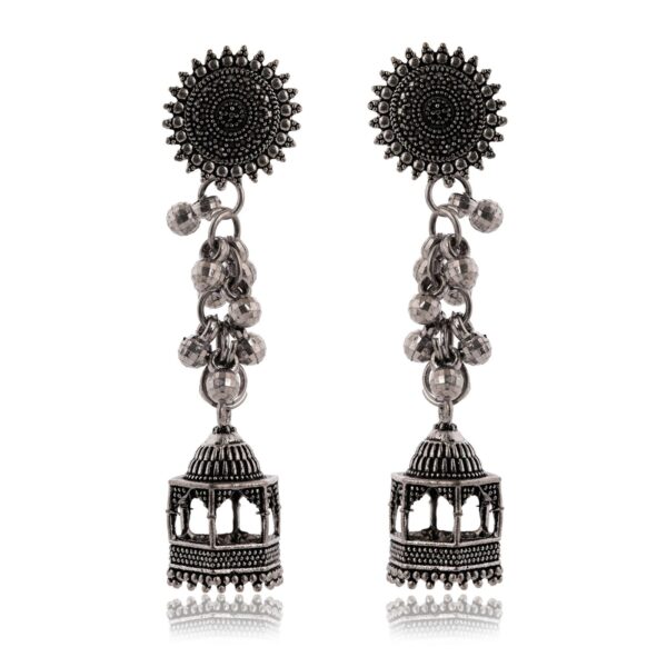 Women's Indian Bollywood Stylish AZ838-OXidised Drop Dangles Earrings Traditional Ethnic Jhumka/Jhumki Earrings for Women - Image 4